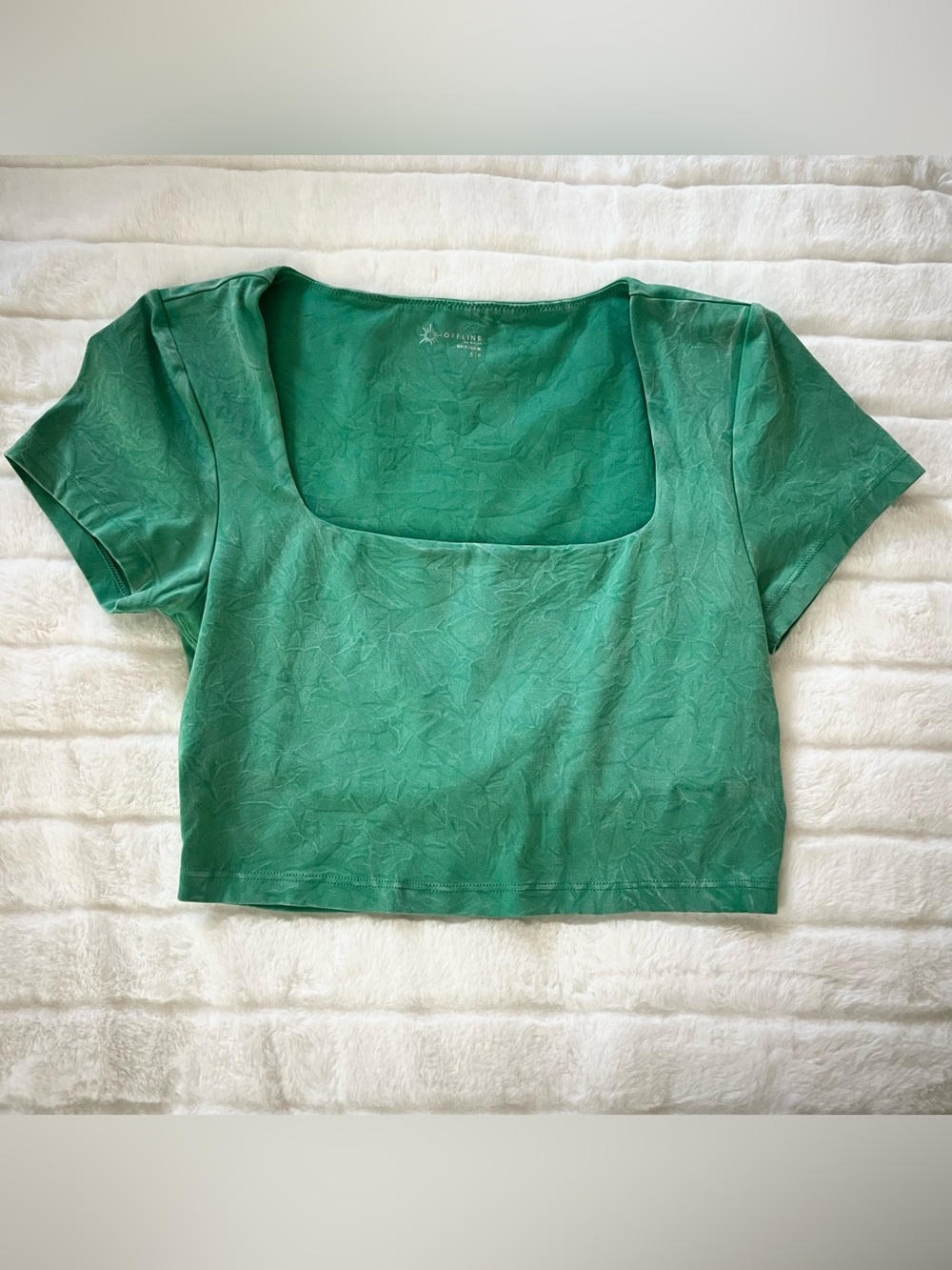 aerie Offline Green Crop Active Top